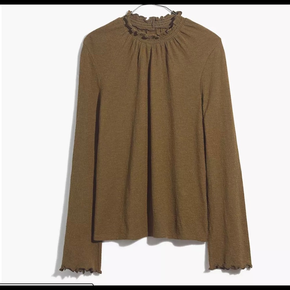 Madewell Texture & Thread Ruffled Mockneck Top- XXL
